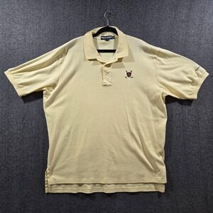 VINTAGE Ralph Lauren Polo Shirt Men's‎ 2XL Yellow Shield Golf Logo Made USA